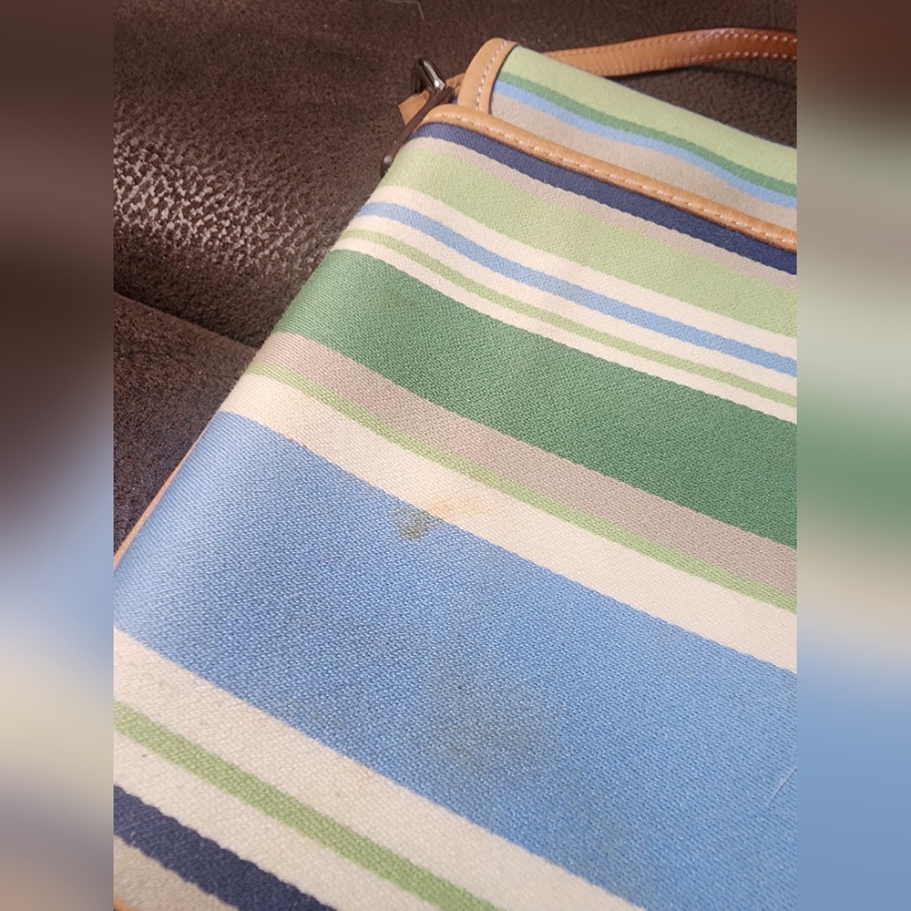 COACH Striped Wristlet  Bag with Tan Strap - Picture 3 of 5